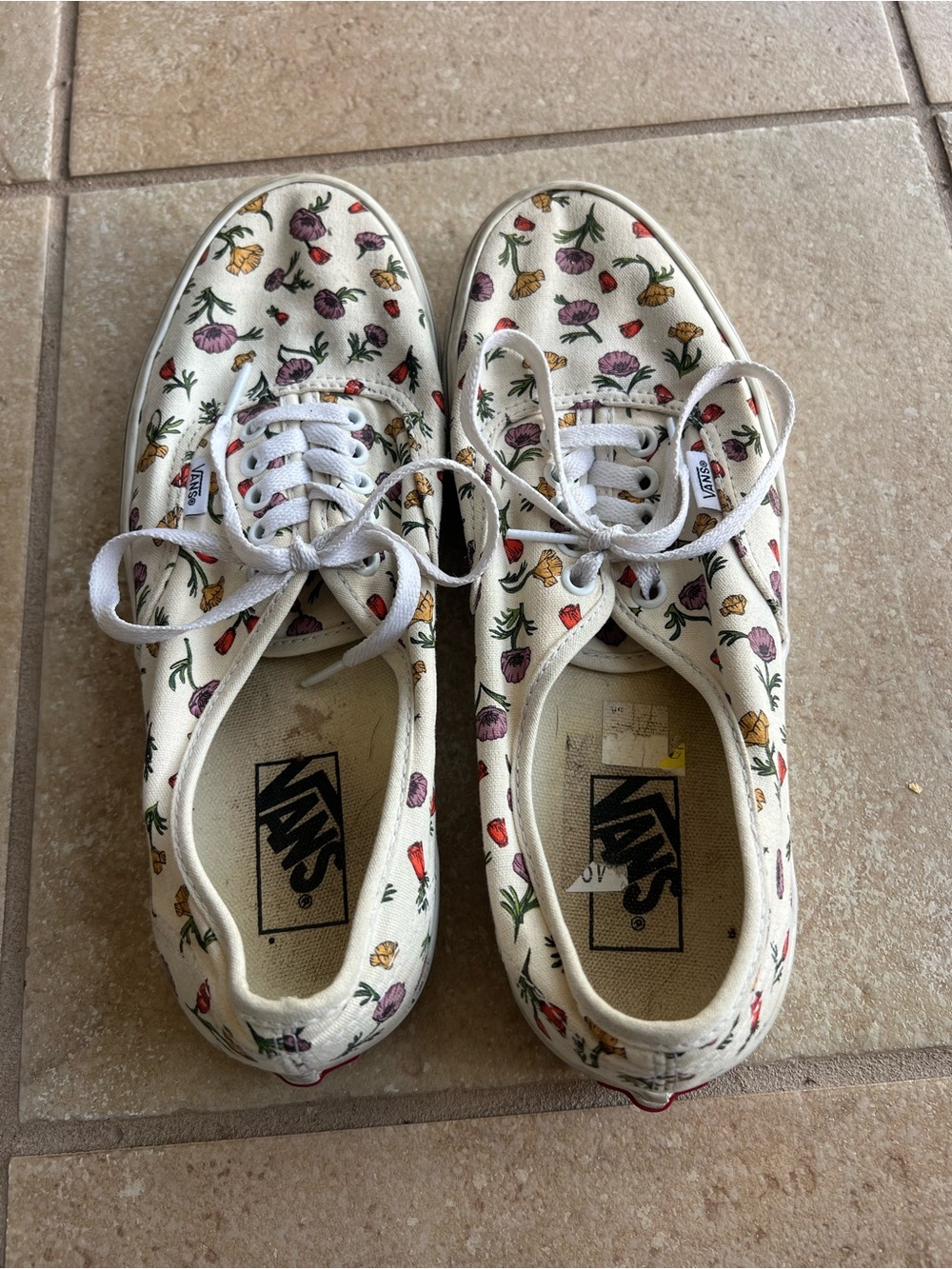 Vans Cream Floral Canvas Low-Top Sneakers with Multicolor Flower Print